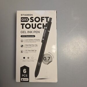 Black Gel Pens, 6Pcs Fine Point Smooth Writing Pens with 3 Extra Refills, Quick